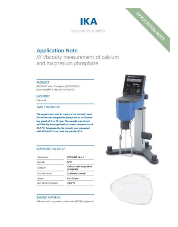 IKA MFG Viscosity Measurement of Calcium & Magnesium phosphate